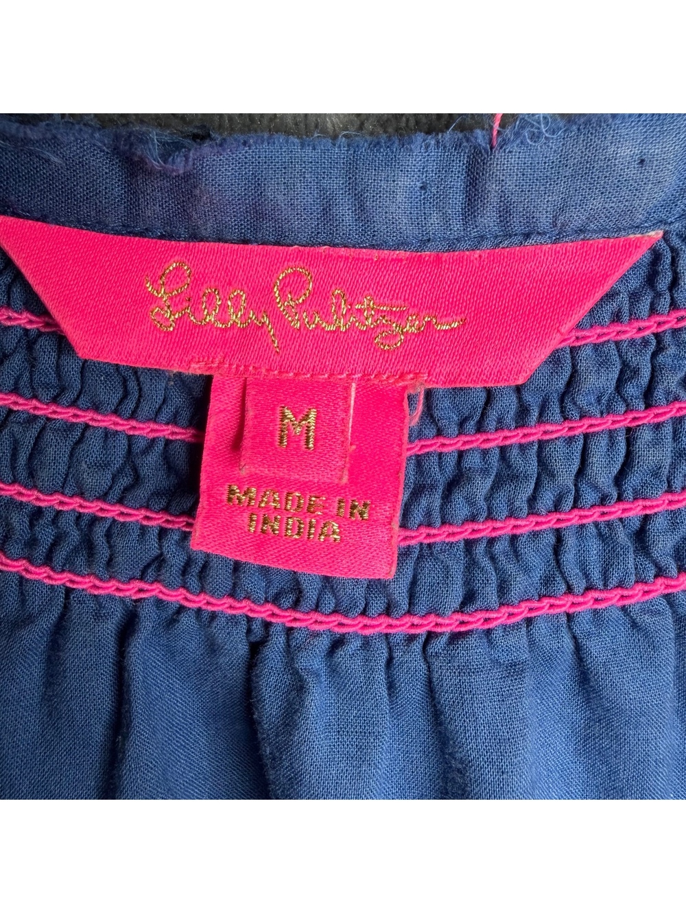 Lilly Pulitzer Lucee Dress Oyster Bay Navy Bayside Eyelet Size M - Picture 3 of 9